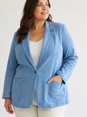Lane Bryant Women’s Plus 18 Light Blue Lyocell Blend Blazer Jacket NWT $89.95